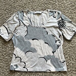 Italian Designer Black and Gray Pattern Short Sleeve Top Averardo Bessi